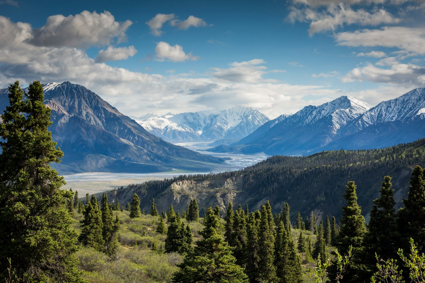 Dramatic alpine mountains in natural light